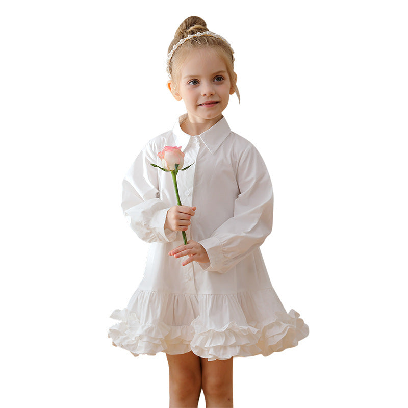 Spring and Autumn Solid Color Single Breasted Long-sleeved Dress for Stylish Girls, MyKids-USA®, Baby & Toddler Dresses, MyKids-USA -  -  -  -  -  -  - 