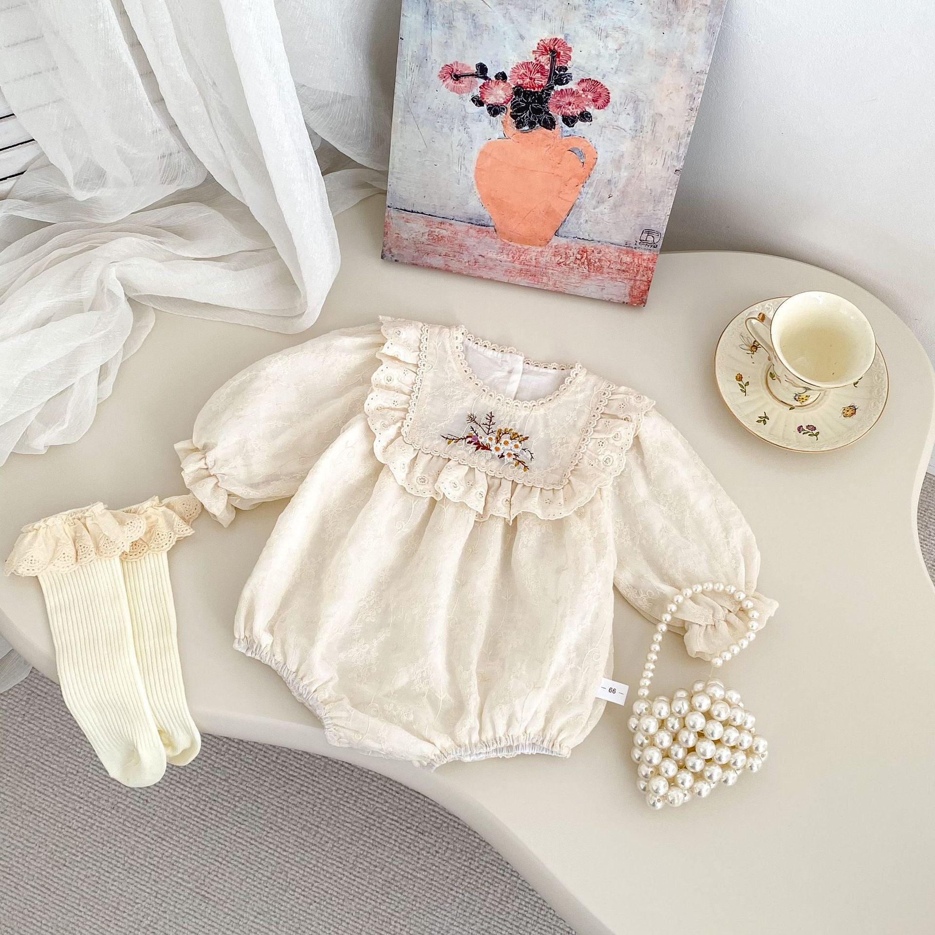 Spring Arrival Baby Girls Long Sleeves Floral Embroidered Bodysuits Onesies, MyKids-USA®, Baby One-Pieces, MyKids-USA -  -  -  -  -  -  - 