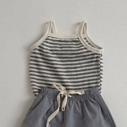 Refreshing Sleeveless Summer New Children’s Vest, Unisex Baby Polyester Casual Striped Top, MyKids-USA®, Baby & Toddler Tops, MyKids-USA - Size/Age - 66 (3-6M) - Color - Grey -  -  - TR2505102223-B