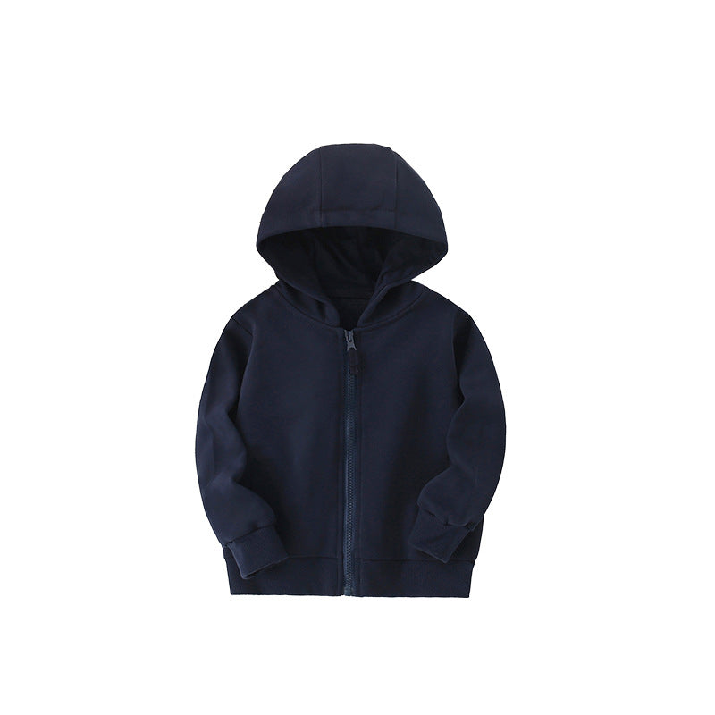 Arrival European and American Style Kids’ Hooded Zip-up Solid Color Coat with Long Sleeves, MyKids-USA®, Windbreakers, MyKids-USA - Size/Age - 100 (2-3Y) - Color - Black -  -  - TR2509162237-A