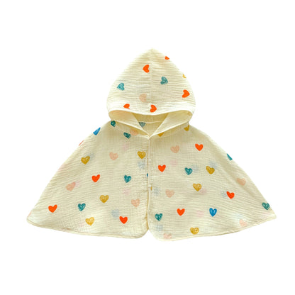Summer Baby Girl Colorful Heart Pattern Breathable Sun-Resistant Cape Popular Shawl
