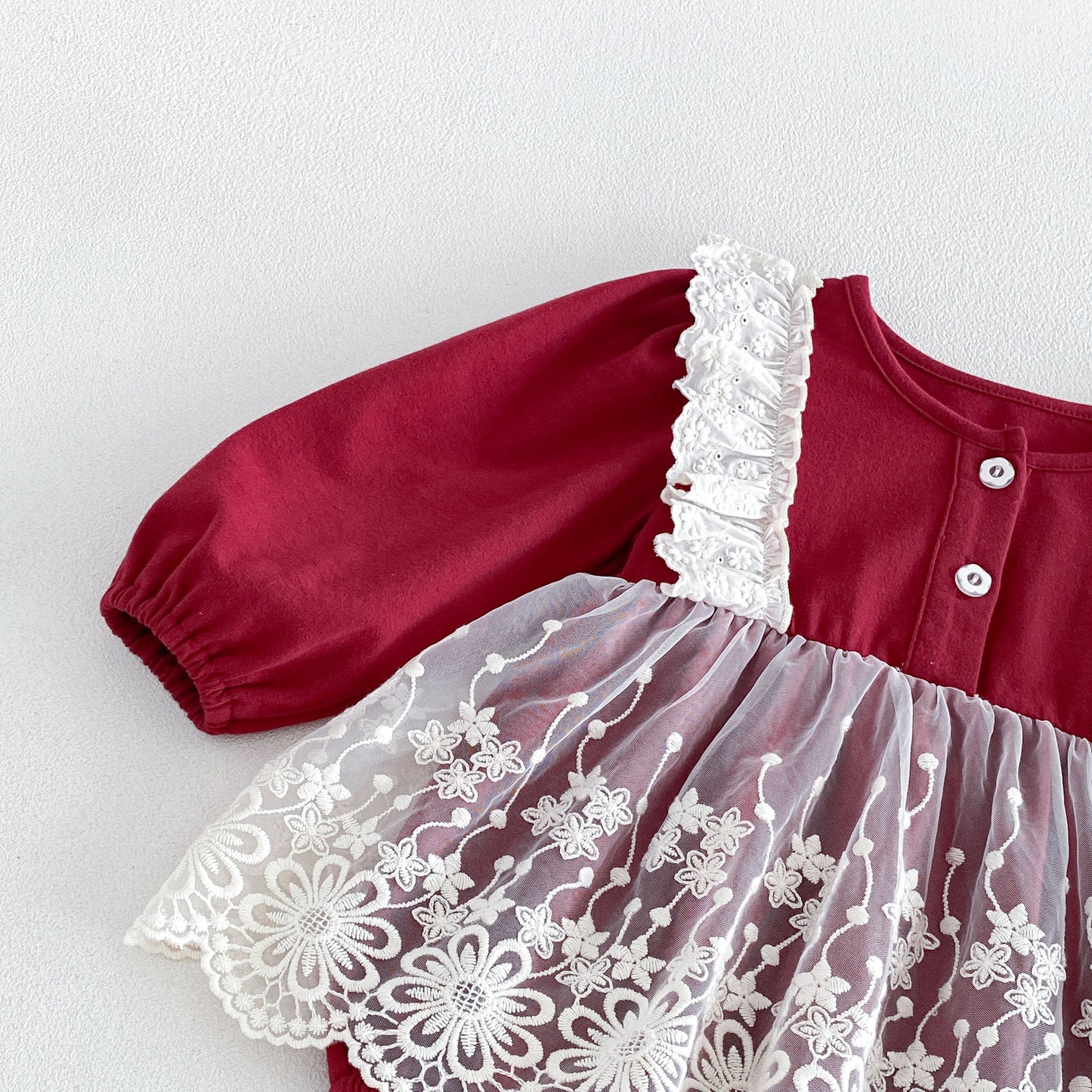 MyKids-USA® Autumn Arrival Baby Girls Long Sleeves Lace Trim Color Patchwork Bodysuit
