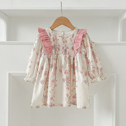 Spring Baby Girls French-style Floral Long-sleeved Onesies and Dress – Princess Sister Matching Set, MyKids-USA®, Baby & Toddler Outfits, MyKids-USA -  -  -  -  -  -  - 