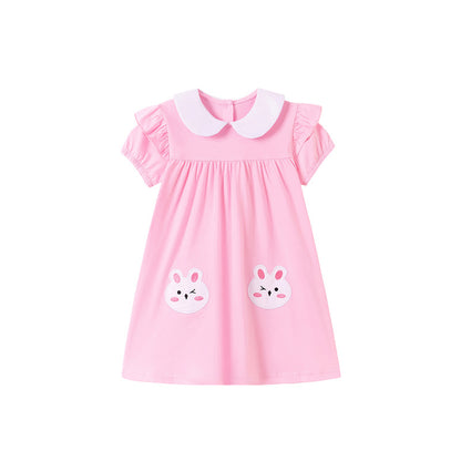 Summer Arrival Rabbit Pattern Peter Pan Collar Short Sleeves Dress for Stylish Girls, MyKids-USA®, Baby & Children's Dresses, MyKids-USA -  -  -  -  -  -  - .