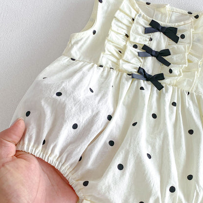 Summer Arrival Baby Girls Sleeveless Dots Pattern Bodysuit