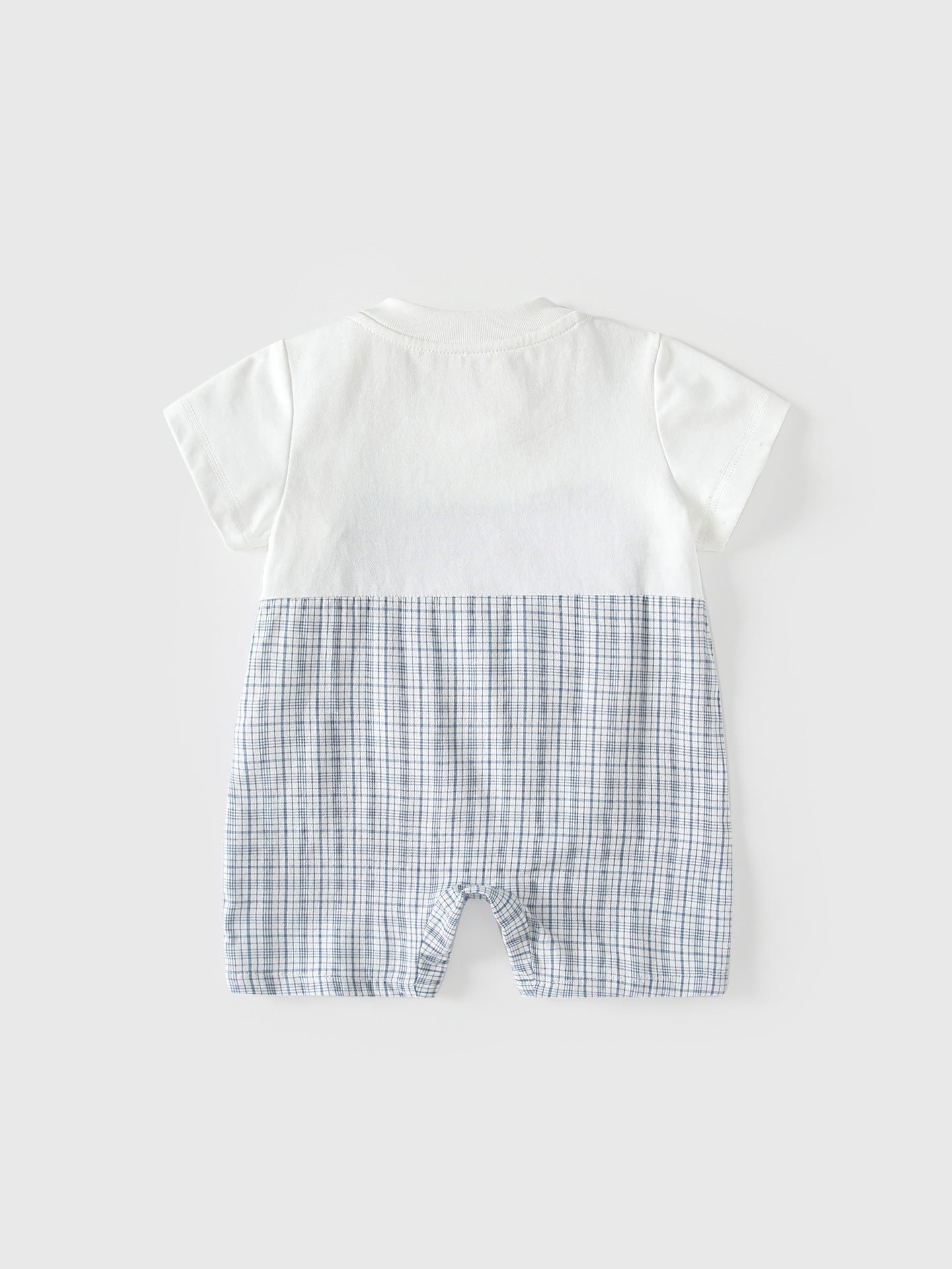 Summer Arrival Baby Boys Short Sleeves Color Patchwork Plaid Rompers Bodysuits