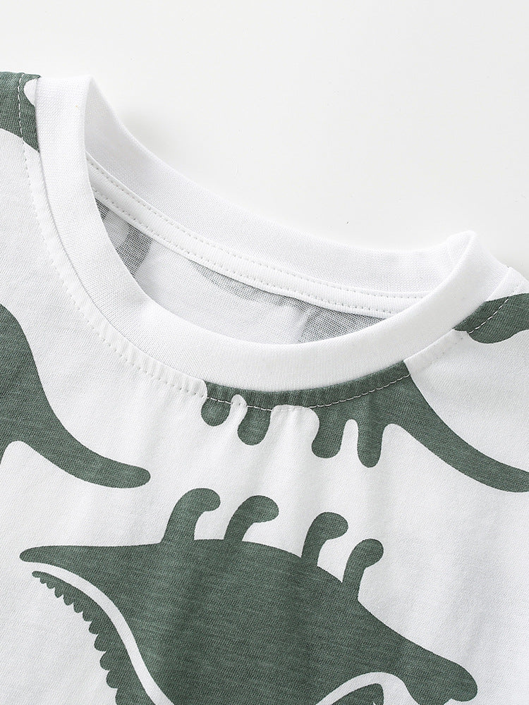 Arrival Summer Baby Kids Boys Short Sleeves Cartoon Pattern T-shirt and Shorts Clothing Set