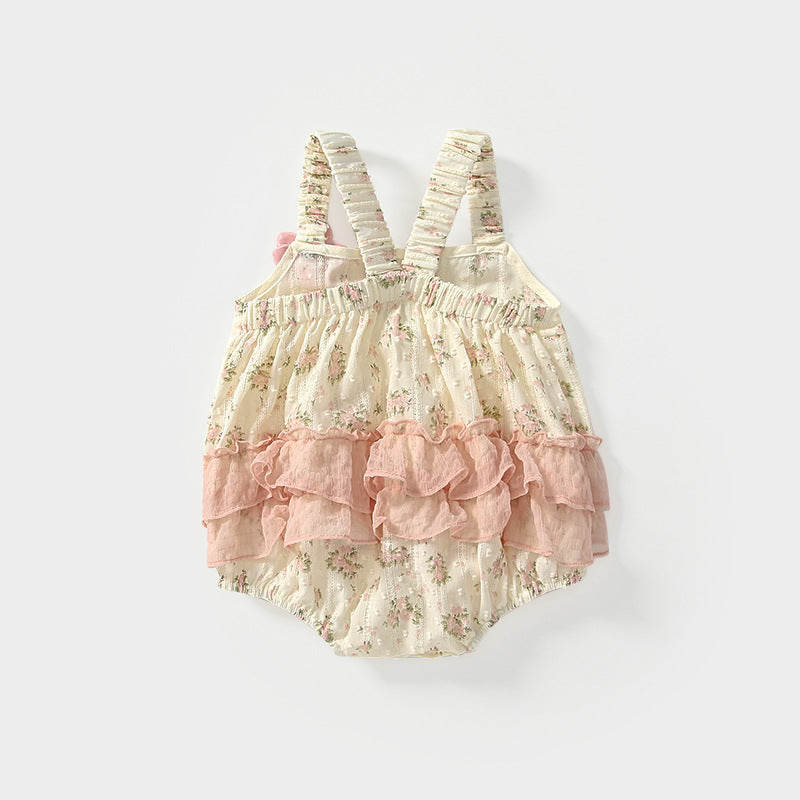 Summer Arrival Baby Girls Cute Floral Pattern Sleeveless Strap Onesies, MyKids-USA®, Baby One-Pieces, MyKids-USA -  -  -  -  -  -  - 