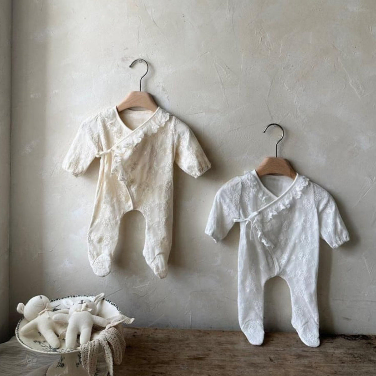 Spring and Summer Arrival Baby Unisex Solid Color Lace Long Sleeves Rompers, MyKids-USA®, Baby One-Pieces, MyKids-USA -  -  -  -  -  -  - .