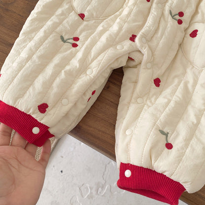 Winter Arrival Baby Girls Flowers and Hearts Pattern Warm Padded Thick Romper, MyKids-USA®, Baby & Toddler Outfits, MyKids-USA -  -  -  -  -  -  - 