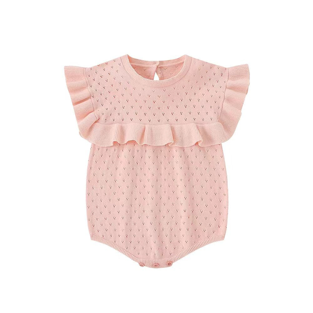 Summer Arrival Baby Unisex Cute Knitted Hollow-out Pattern Fly Sleeves Onesies, MyKids-USA®, Baby One-Pieces, MyKids-USA - Size/Age - 59 (0-3M) - Color - Pink -  -  - TR2504262051-B