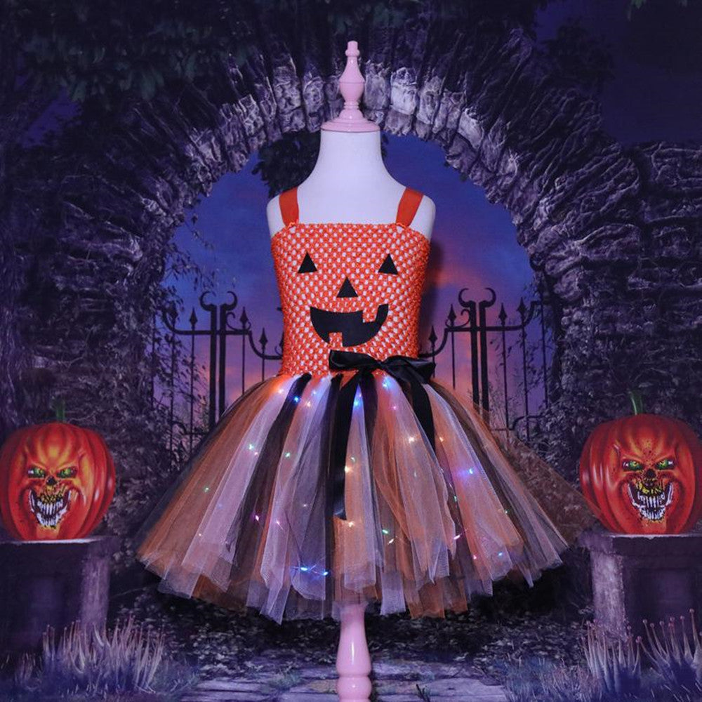 Arrival Girls’ Halloween Pumpkin Pattern Dress – Princess Cosplay Costume Set Party, and Stage Performance, MyKids-USA®, Costume Dresses, MyKids-USA - Size/Age - S (1-2Y) - Color - Blue -  -  - TR2508202028-B