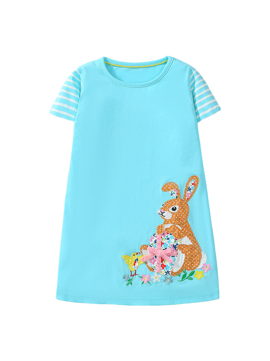 Summer Cartoon Short-sleeved Dress with Crew Neck for Stylish Girls, MyKids-USA®, Baby & Toddler Dresses, MyKids-USA -  -  -  -  -  -  - 