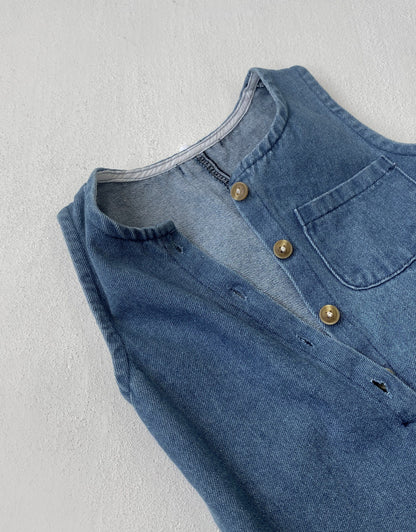 MyKids-USA® Autumn Hot Selling Baby Unisex Solid Color Sleeveless Wear-Outside Denim Romper Overalls