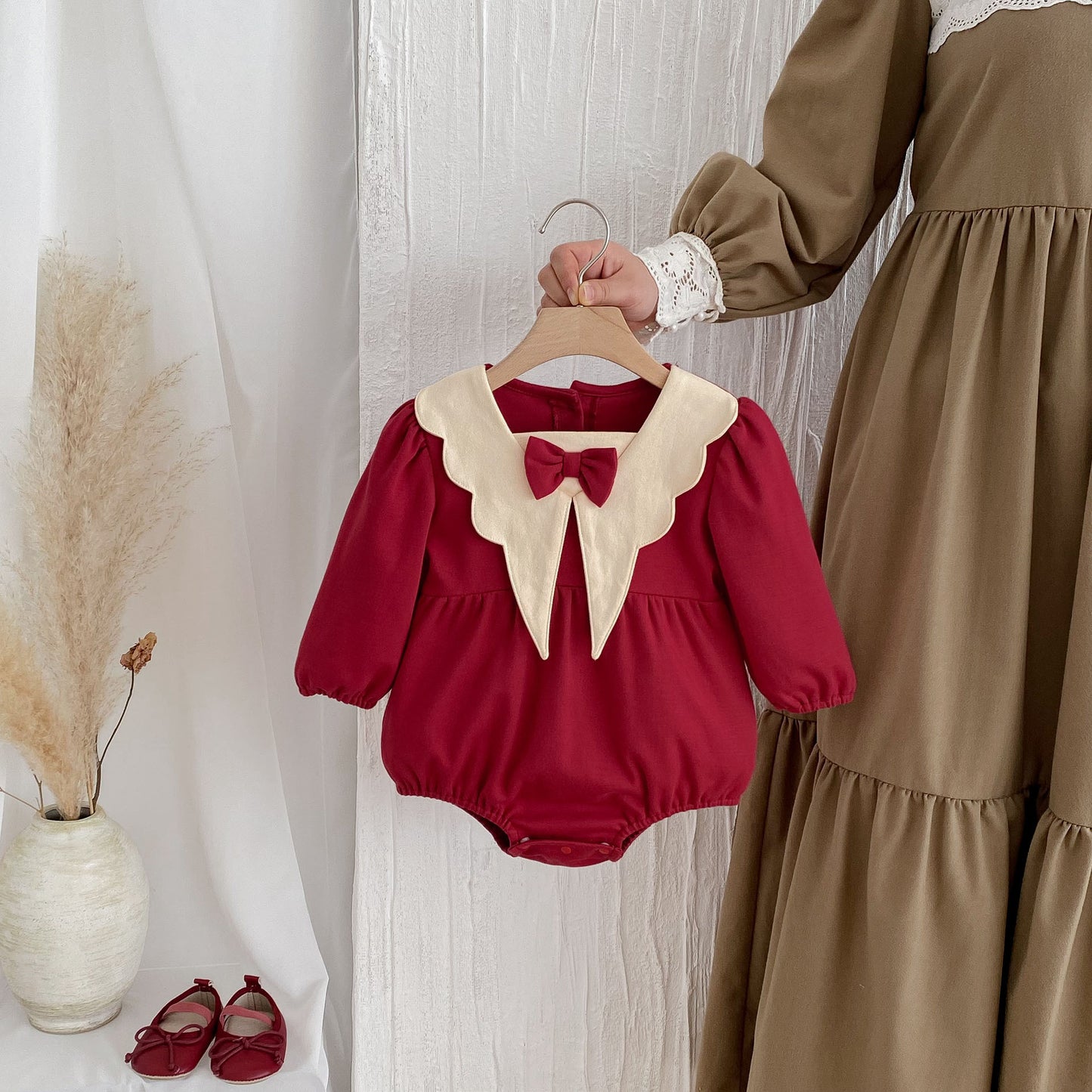 Autumn Arrival Baby Girls Long Sleeves New Style Collar with Butterfly Bow Attached Onesies, MyKids-USA®, Baby One-Pieces, MyKids-USA -  -  -  -  -  -  - 