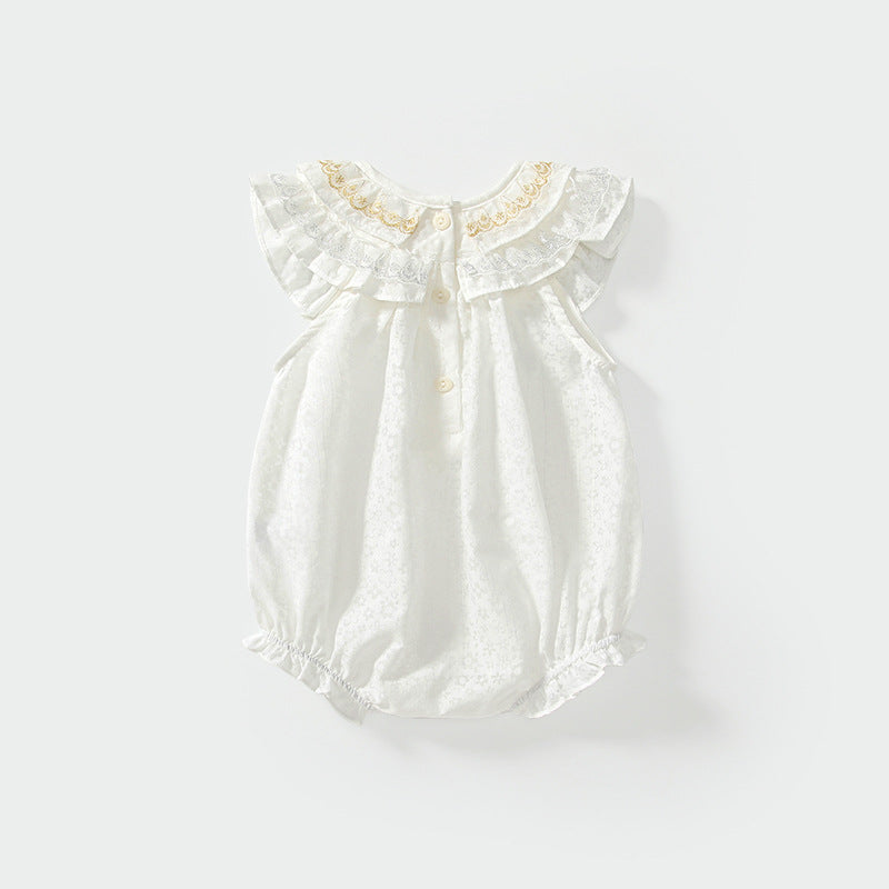 Summer Arrival Baby Girls Sleeveless Simple Embroidery Pattern Onesies, MyKids-USA®, Baby One-Pieces, MyKids-USA -  -  -  -  -  -  - 