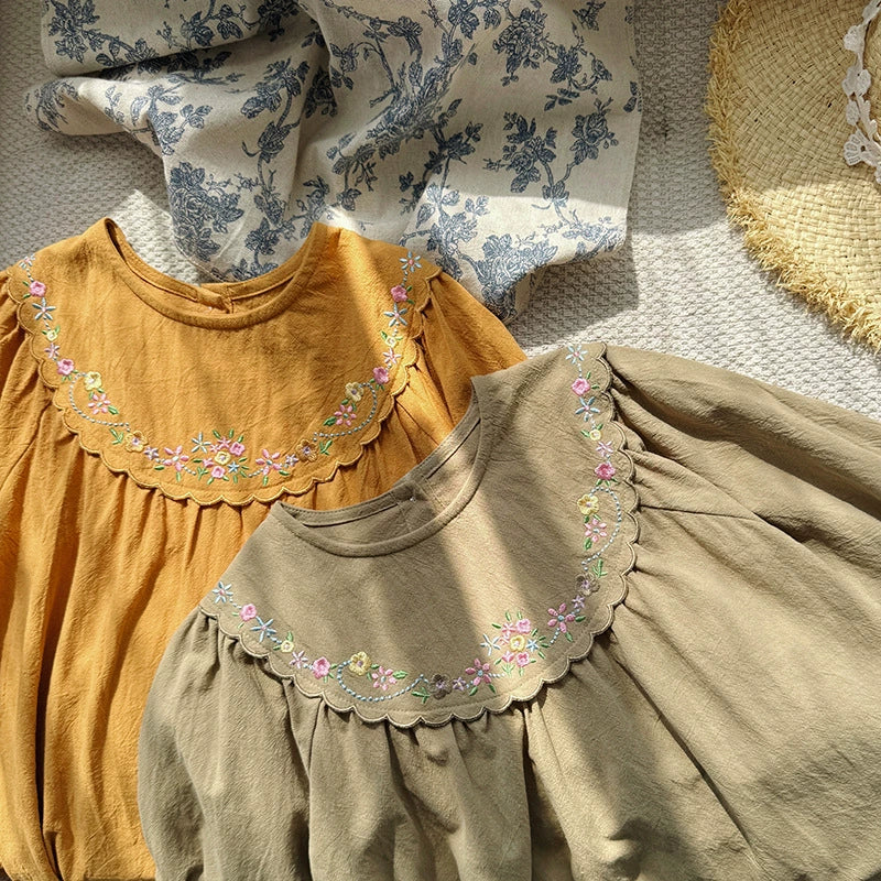 Arrival Autumn Girls Flowers Embroidery Pattern Long Sleeves Dress, MyKids-USA®, Baby & Toddler Dresses, MyKids-USA -  -  -  -  -  -  - 