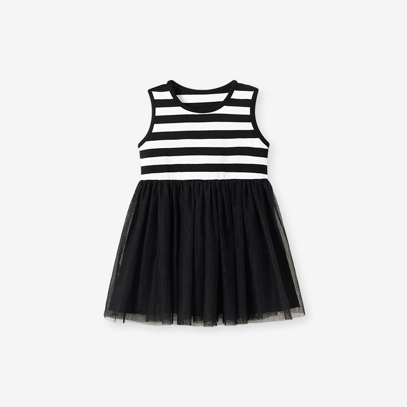 Summer Arrival Striped Pattern Sleeveless Tulle Patchwork Dress for Stylish Girls, MyKids-USA®, Baby & Toddler Dresses, MyKids-USA -  -  -  -  -  -  - .