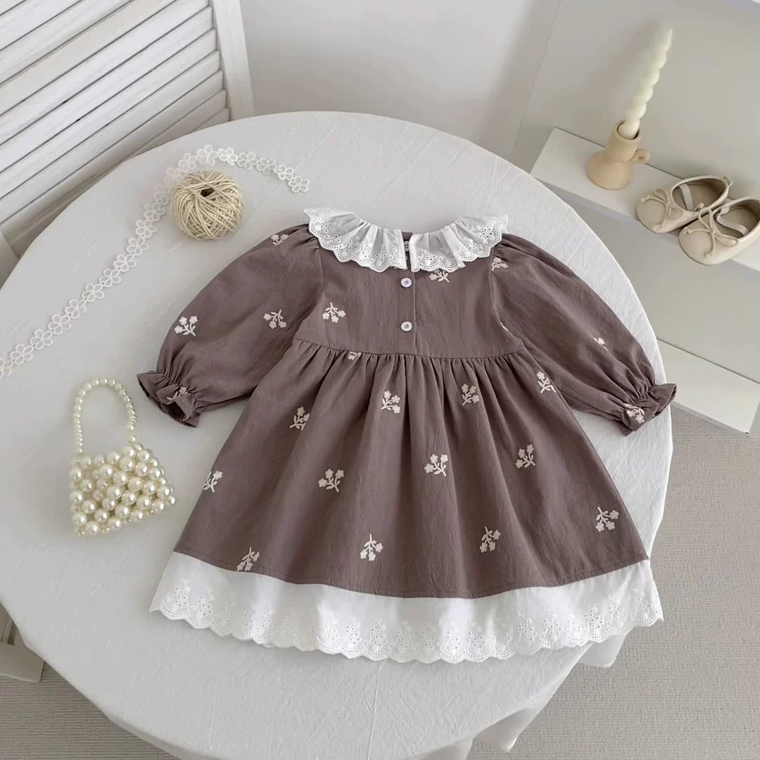 Autumn Hot Selling Baby Kids Girls Flowers Embroidered Pattern Long-sleeved Onesies and Dress – Princess Sister Matching Set, MyKids-USA®, Baby & Toddler Dresses, MyKids-USA -  -  -  -  -  -  - 