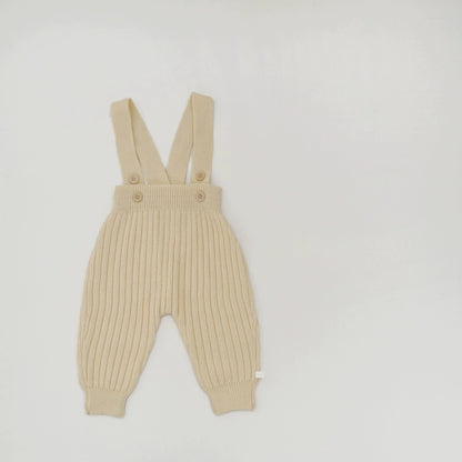 Autumn Arrival Baby Unisex Solid Color Sleeveless Knitted Strap Overalls, MyKids-USA®, Baby One-Pieces, MyKids-USA - Size/Age - 66 (3-6M) - Color - Beige -  -  - TR2509062205-A