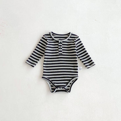 Autumn Arrival Baby Unisex Long Sleeves Striped Onesies, MyKids-USA®, Baby One-Pieces, MyKids-USA - Size/Age - 66 (3-6M) - Color - Grey -  -  - TR2509172354-A