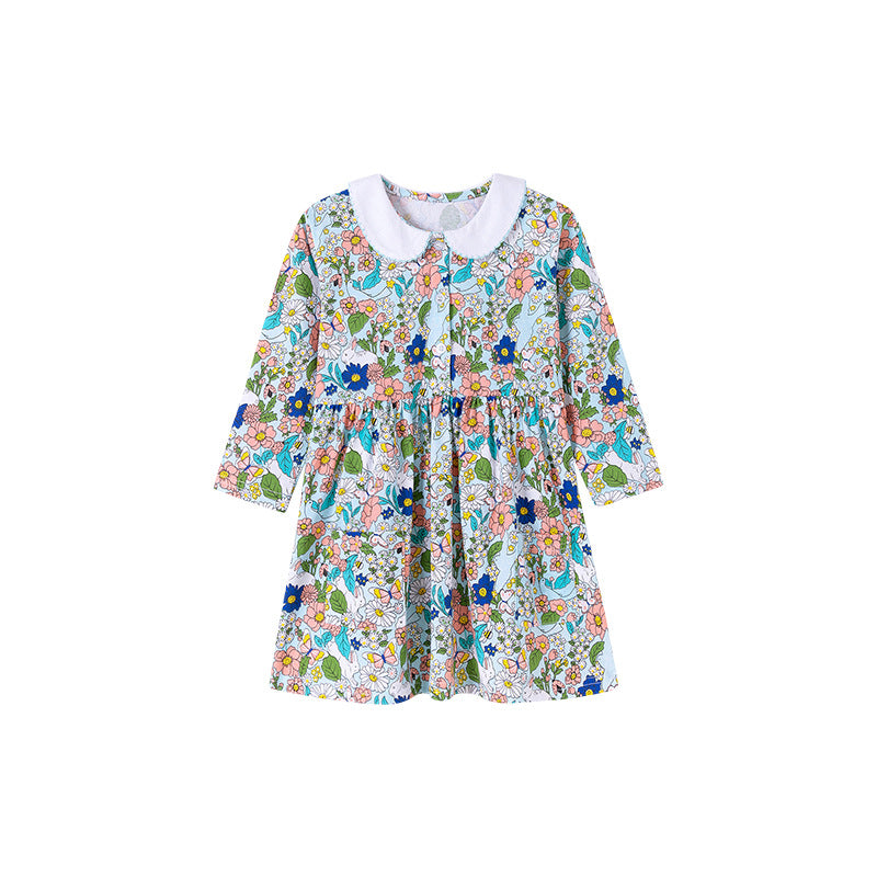 Autumn and Spring Arrival Colorful Flowers Cartoon Pattern Long Sleeves Dress for Stylish Girls, MyKids-USA®, Baby & Toddler Dresses, MyKids-USA -  -  -  -  -  -  - 