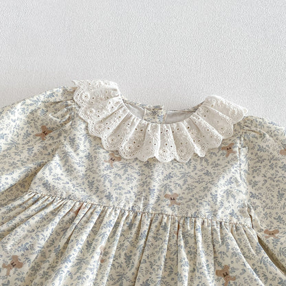 Spring Arrival Baby Girls Long Sleeves Floral Pattern Bodysuit with Collar, MyKids-USA®, Bodysuits, MyKids-USA -  -  -  -  -  -  - .