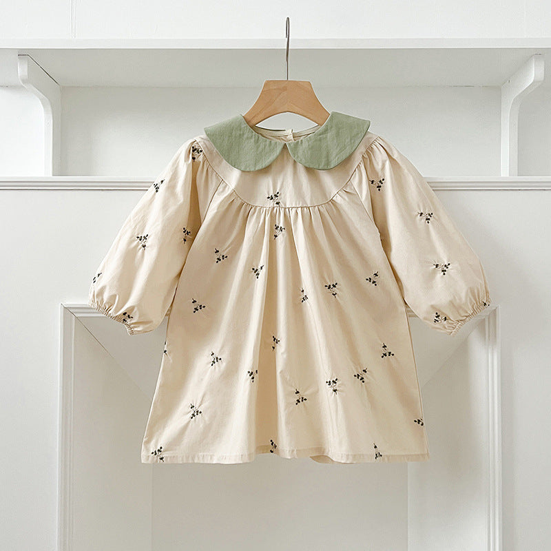 Arrival Autumn Baby Kids Girls Long Sleeves Floral Embroidery Pattern Peter Pan Collar Onesies and Dress – Princess Sister Matching Set, MyKids-USA®, Baby & Toddler Outfits, MyKids-USA - Size/Age - 66 (3-6M) - Color - Light Green -  -  - TR2408181134-B