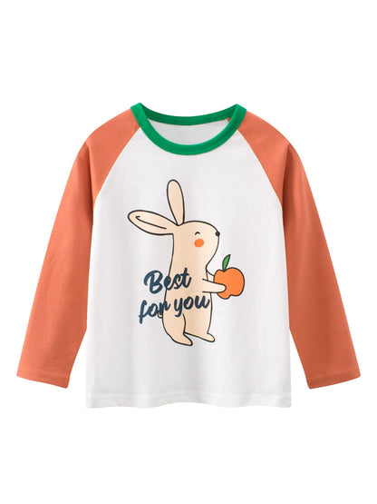 Autumn Baby Kids Girls Letters and Cartoon Print Long Sleeves Crew Neck Color Patchwork Top Shirt, MyKids-USA®, Baby & Toddler Tops, MyKids-USA -  -  -  -  -  -  - 