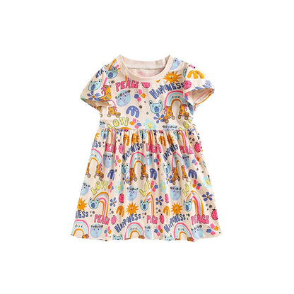 Summer Arrival Animals and Letters Pattern Short Sleeves Cute Dress for Stylish Girls, MyKids-USA®, Baby & Toddler Dresses, MyKids-USA -  -  -  -  -  -  - 