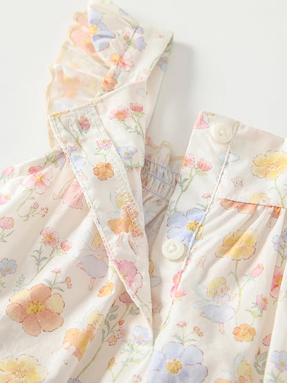 Summer Arrival Baby Girls Sleeveless Floral Pattern Bodysuits