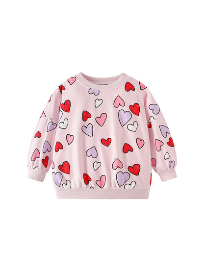 MyKids-USA® Spring and Autumn Baby Kids Girls Hearts Pattern Long Sleeves Top