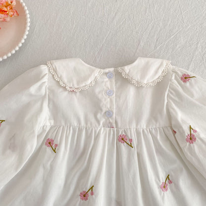 MyKids-USA® Arrival Autumn Baby Kids Girls Long Sleeves Flowers Pattern Embroidered Top