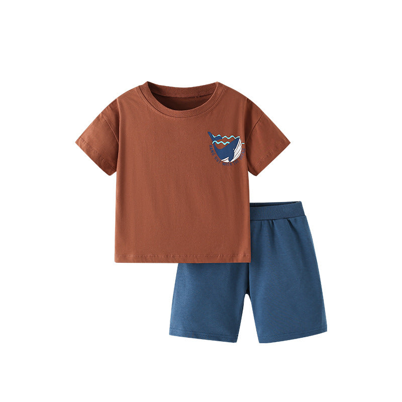 Summer Baby Kids Animals Cartoon Pattern T-shirt and Shorts Clothing Set for Boys, MyKids-USA®, Baby & Toddler Outfits, MyKids-USA - Size/Age - 100 (2-3Y) - Color - Brown -  -  - TR2505122115-A