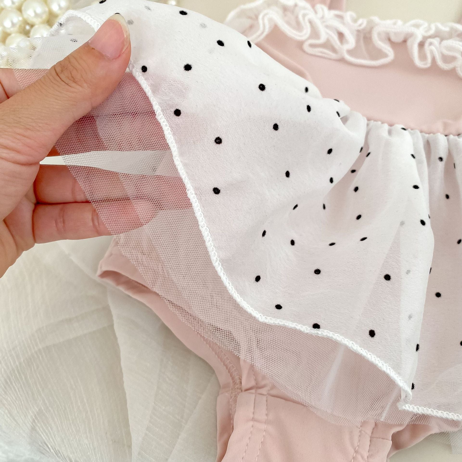 Summer Arrival Baby Girls Dots Pattern Lace Trim Swimwear, MyKids-USA®, Baby & Children's One-Pieces, MyKids-USA -  -  -  -  -  -  - .