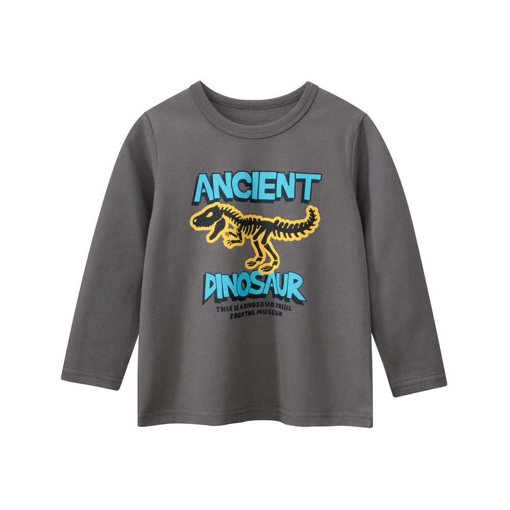 Autumn Baby Kids Boys Letters and Cartoon Print Long Sleeves Crew Neck Base Top Shirt, MyKids-USA®, Baby & Toddler Tops, MyKids-USA - Size/Age - 90 (12-24M) - Color - Grey -  -  - TR2508022156-B