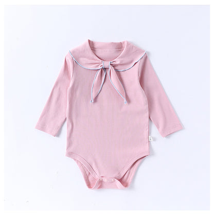 Spring Arrival Baby Girls Long Sleeves Navy Collar Onesies Bodysuits, MyKids-USA®, Baby One-Pieces, MyKids-USA - Size/Age - 66 (3-6M) - Color - Pink -  -  - TR2502262359-A