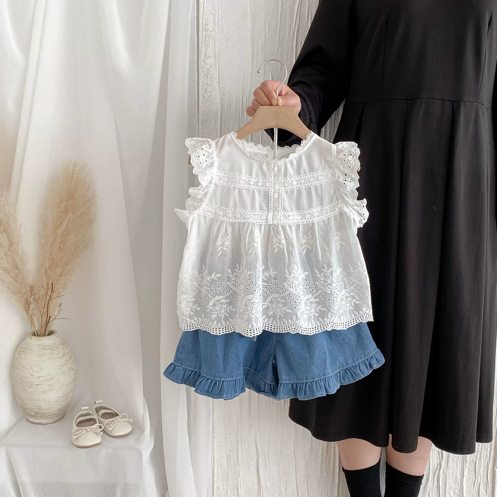 Summer Hot Selling Baby Kids Girls Fly Sleeves Floral Pattern Top Vest and Denim Skirt Clothing Set, MyKids-USA®, Baby & Toddler Outfits, MyKids-USA - Size/Age - 100 (2-3Y) - Color - Blue -  -  - TR2506142029-A