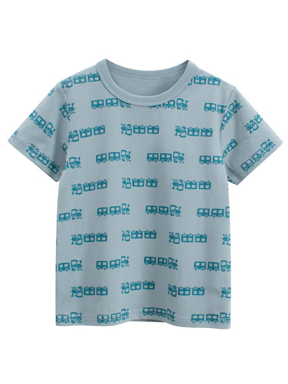 Summer Cartoon Trains Pattern T-shirt for Boys