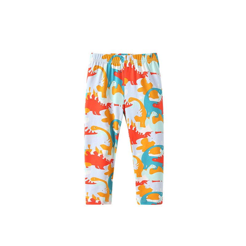 Autumn Arrival Baby Kids Girls Dinosaurs Cartoon Pattern Casual Pants, MyKids-USA®, Trousers, MyKids-USA - Size/Age - 100 (2-3Y) - Color - Orange -  -  - TR2509212237-A