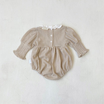 MyKids-USA® Autumn Vintage Lace Trim Baby Kids Girls Princess Long Sleeves Bodysuit