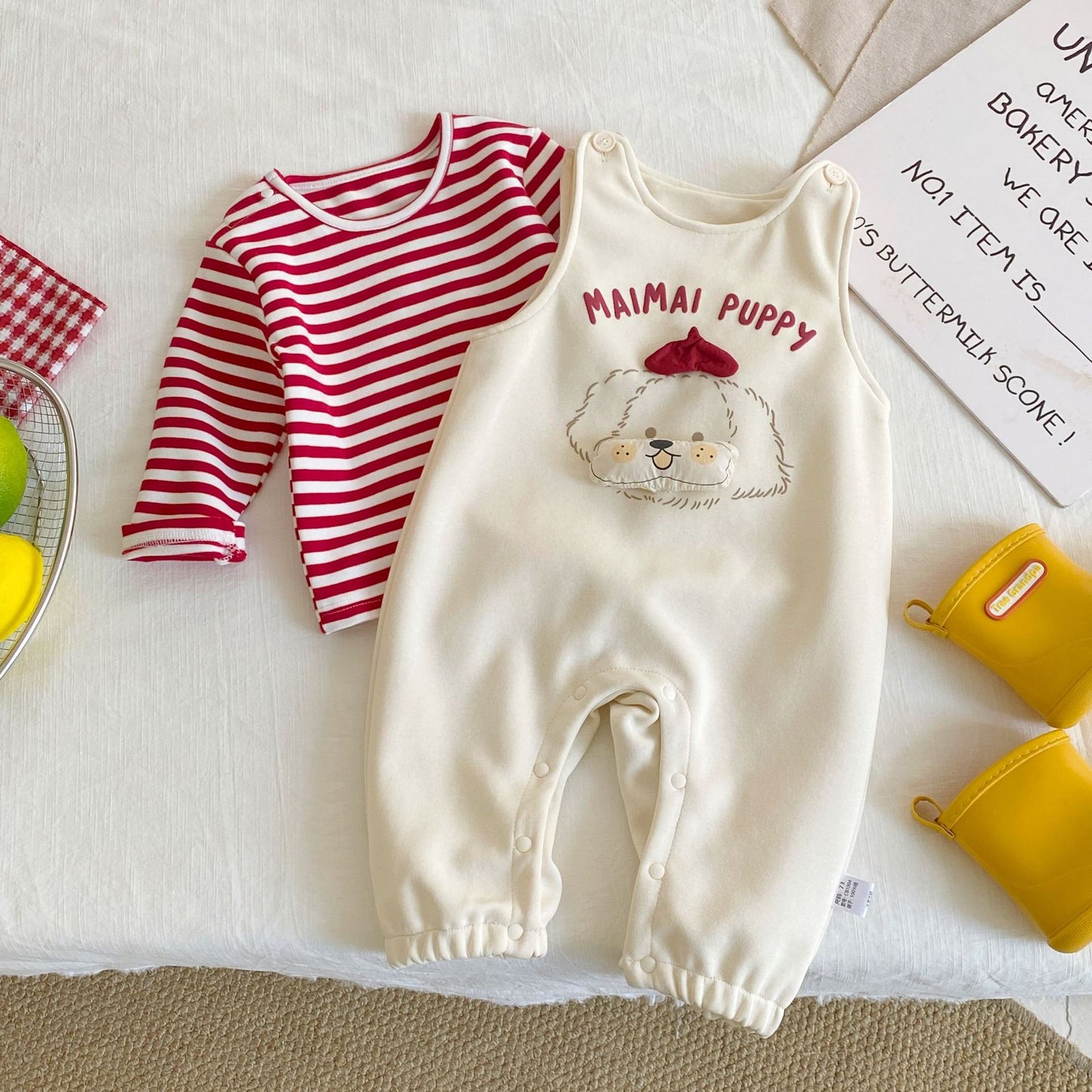 Spring and Autumn Baby Kids Unisex Long Sleeves Striped Top and Cartoon Sleeveless Overalls Clothing Set, MyKids-USA®, Baby & Toddler Outfits, MyKids-USA -  -  -  -  -  -  - .