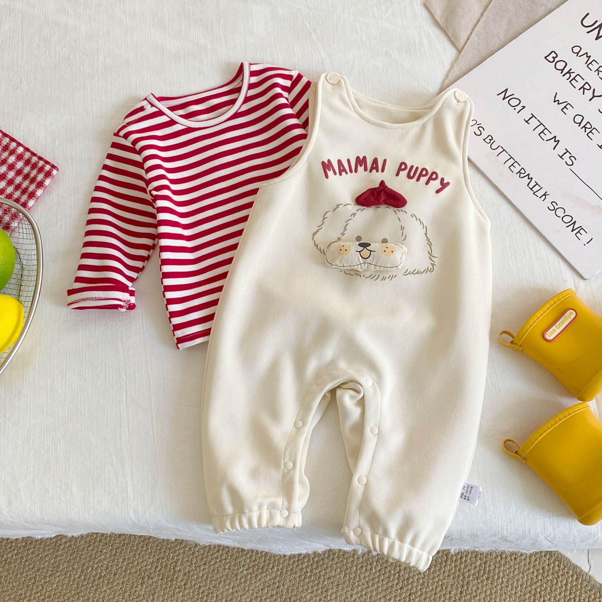 Spring and Autumn Baby Kids Unisex Long Sleeves Striped Top and Cartoon Sleeveless Overalls Clothing Set, MyKids-USA®, Baby & Toddler Outfits, MyKids-USA -  -  -  -  -  -  - .