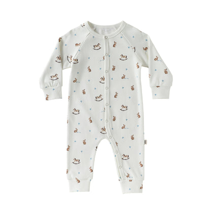 Spring Arrival Baby Unisex Long Sleeves Cartoon Pattern Single Breasted Rompers, MyKids-USA®, Baby One-Pieces, MyKids-USA - Size/Age - 66 (3-6M) - Color - Grey -  -  - TR2601301743-D.