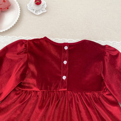 MyKids-USA® Autumn Lace Trim Baby Kids Girls Princess Long Sleeves Dress