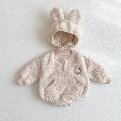 Winter and Autumn Arrival Baby Unisex Long Sleeves Cartoon Pattern Fluffy Onesies with Hat, MyKids-USA®, Bodysuits, MyKids-USA -  -  -  -  -  -  - 