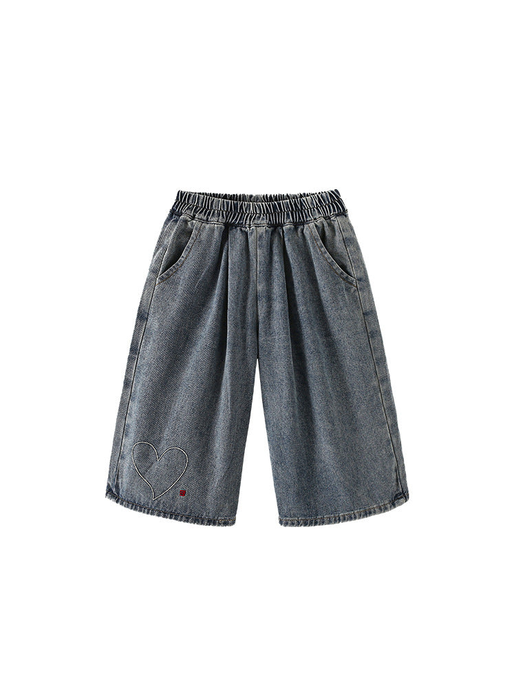 Arrival Summer Girls Heart Pattern Lightweight Jeans