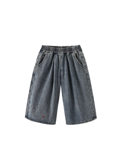 Arrival Summer Girls Heart Pattern Lightweight Jeans