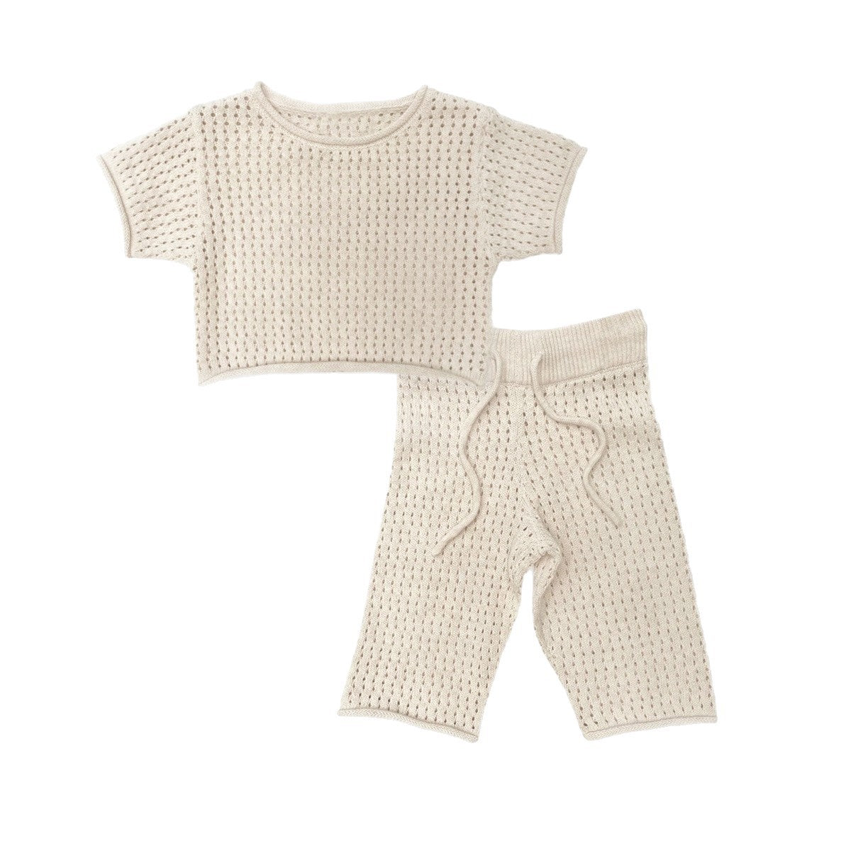 Summer Hot Selling Baby Kids Short Sleeves Plain Hollow-out Knitted Top and Pants Casual Clothing Set, MyKids-USA®, Baby & Toddler Outfits, MyKids-USA -  -  -  -  -  -  - 