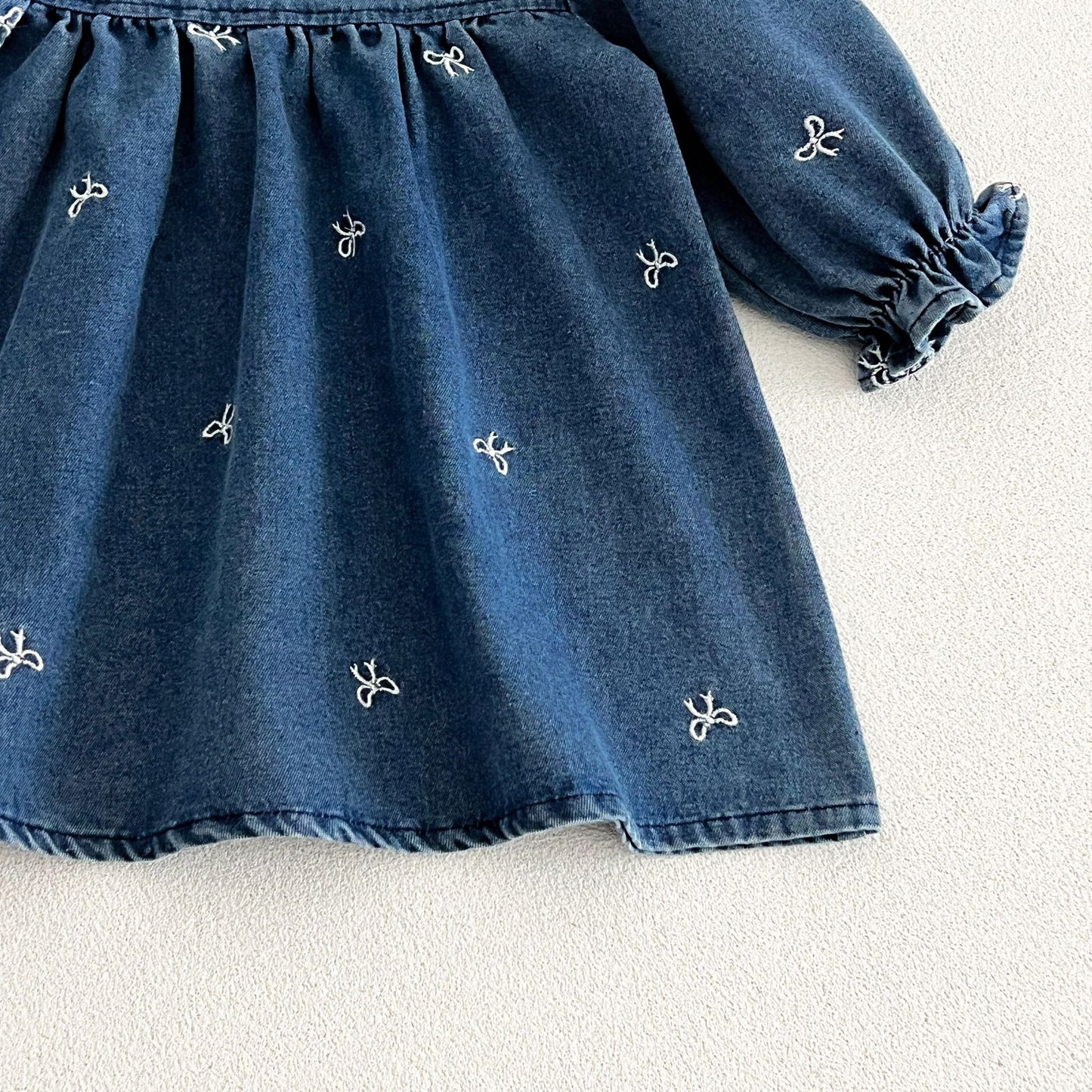 MyKids-USA® Autumn Embroidered Pattern Baby Kids Girls Princess Denim Dress